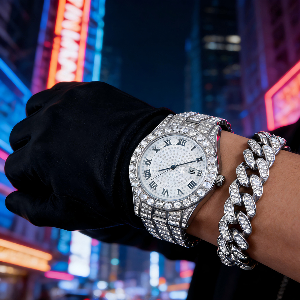 Luxury Watch Price - 1 Hip-hop Full Diamond Silver Quartz