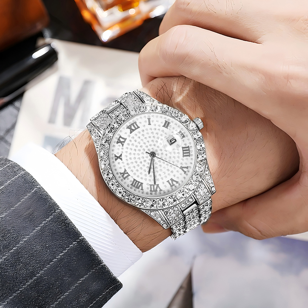 1 Hip-hop Full Diamond Silver  – Luxury Watch Price recenzja i cena