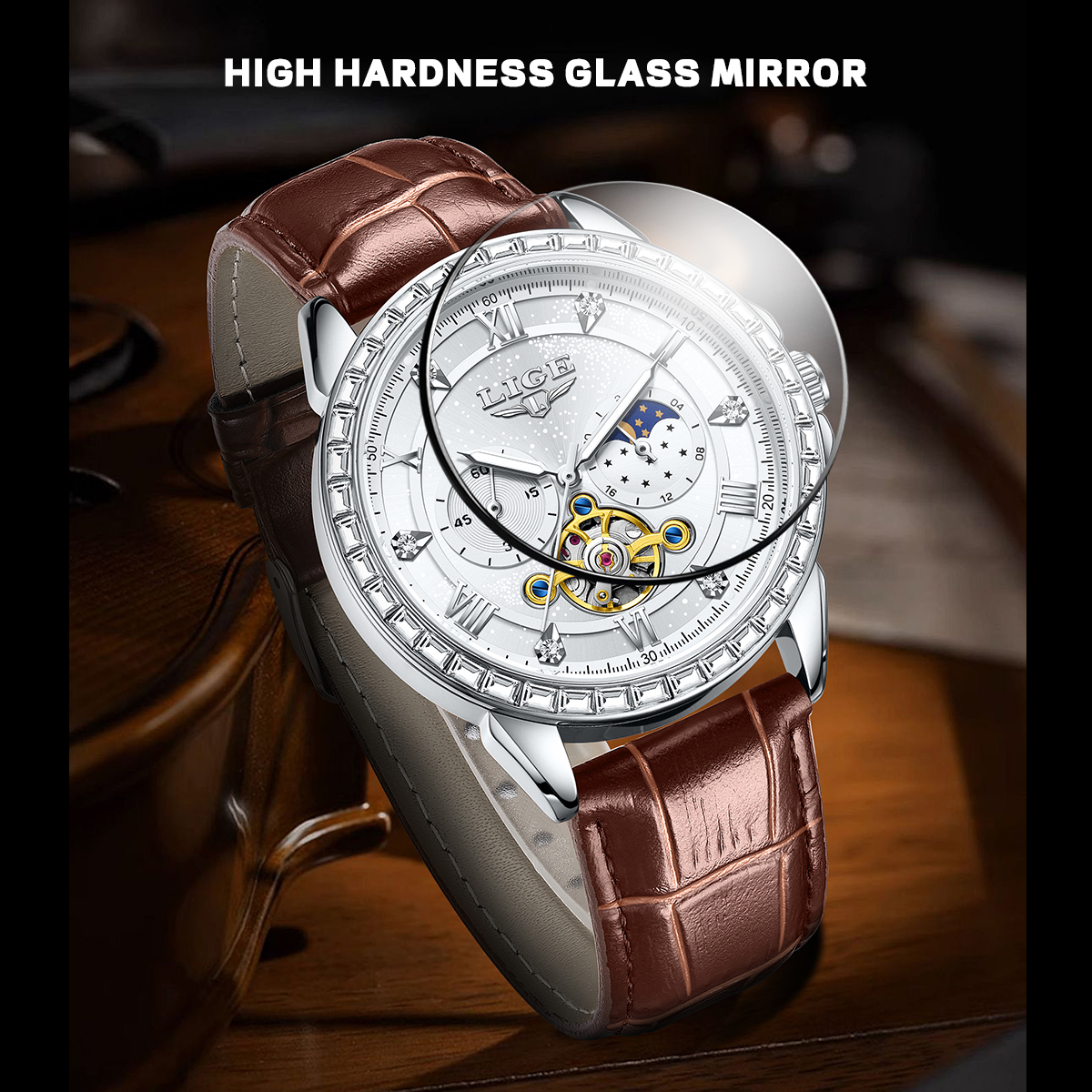 LIGE Big Diamond Dial Moon Pha – Luxury Watch Time recenzja i cena