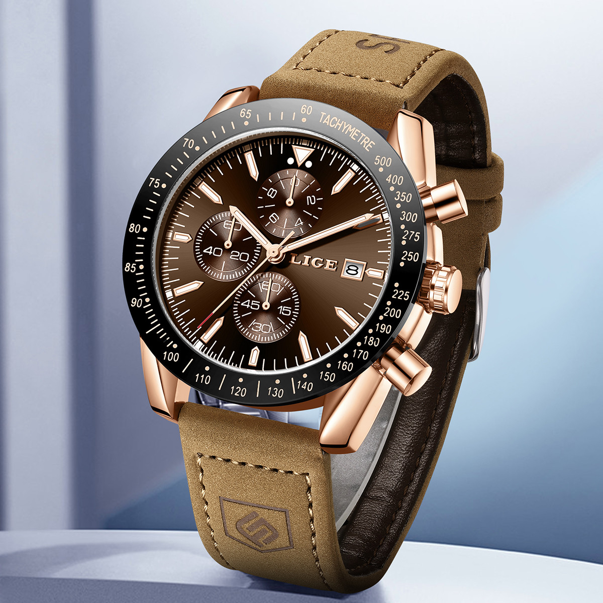 LIGE Leather Watches Men Fashi – Luxury Watch Business recenzja i cena