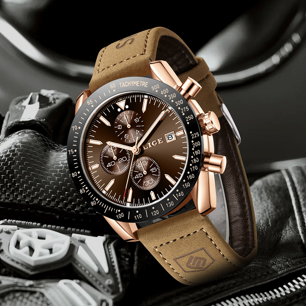LIGE Leather Watches Men Fashi – Luxury Watch Business recenzja i cena