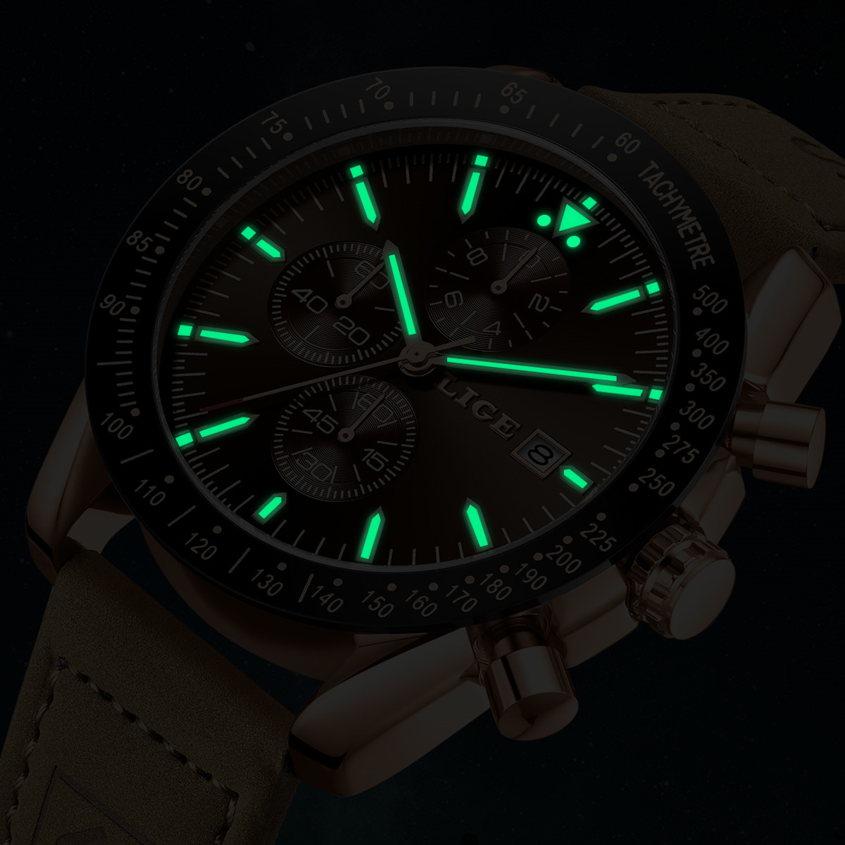 LIGE Leather Watches Men Fashi – Luxury Watch Business recenzja i cena