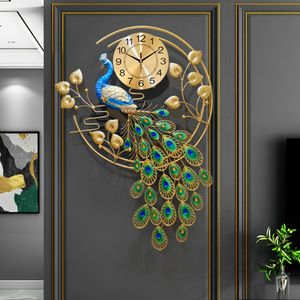 Peacock Art Wall Clock, Large  – Luxury Watch House recenzja i cena