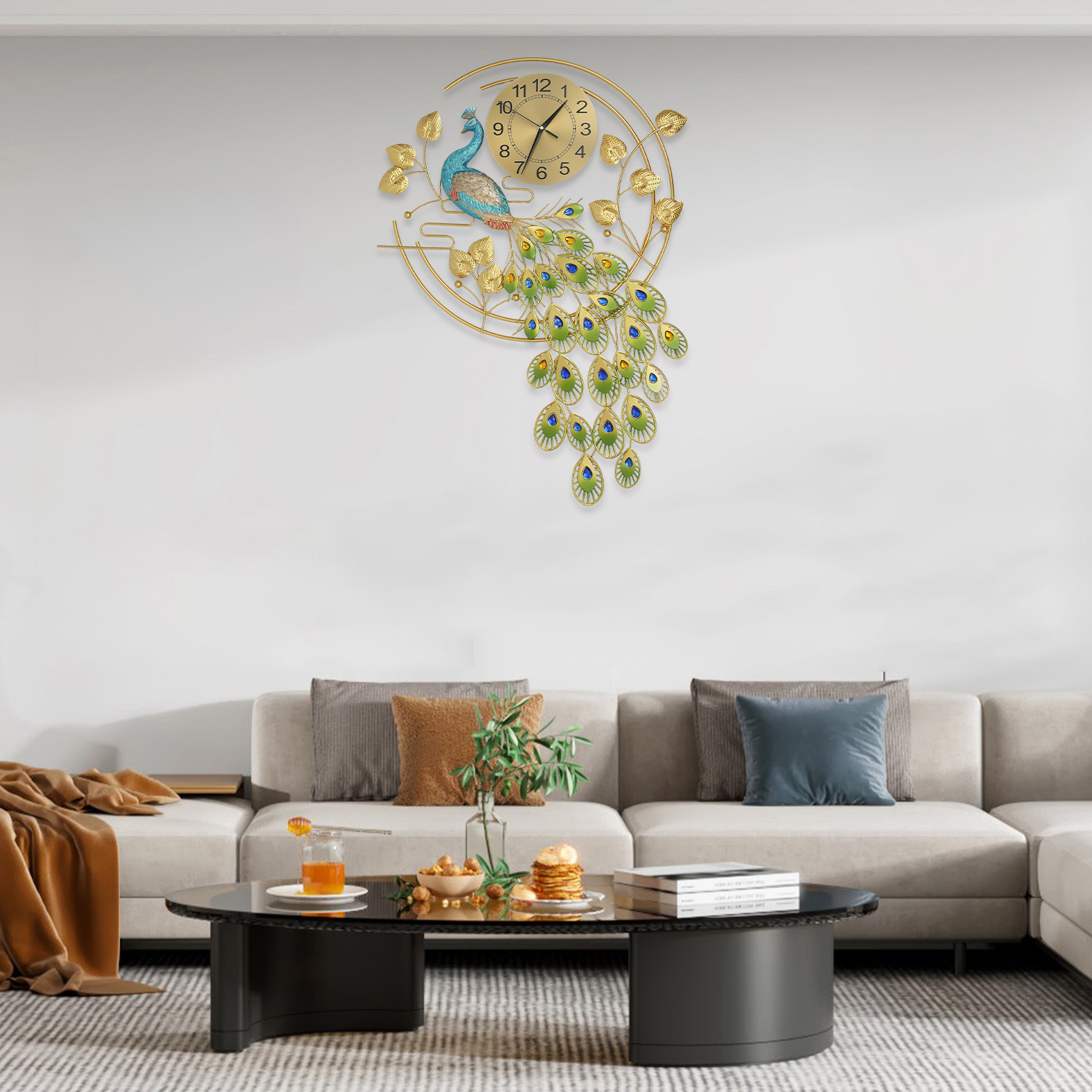 Peacock Art Wall Clock, Large  – Luxury Watch House recenzja i cena